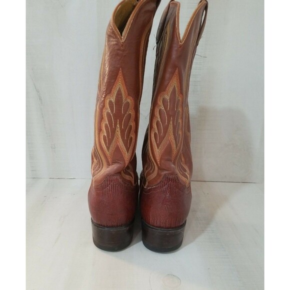 Vintage Tony Lama Lizard Foot Cowboy Boots 8540 Men\'s 8.5 DBrown Leather main image 5